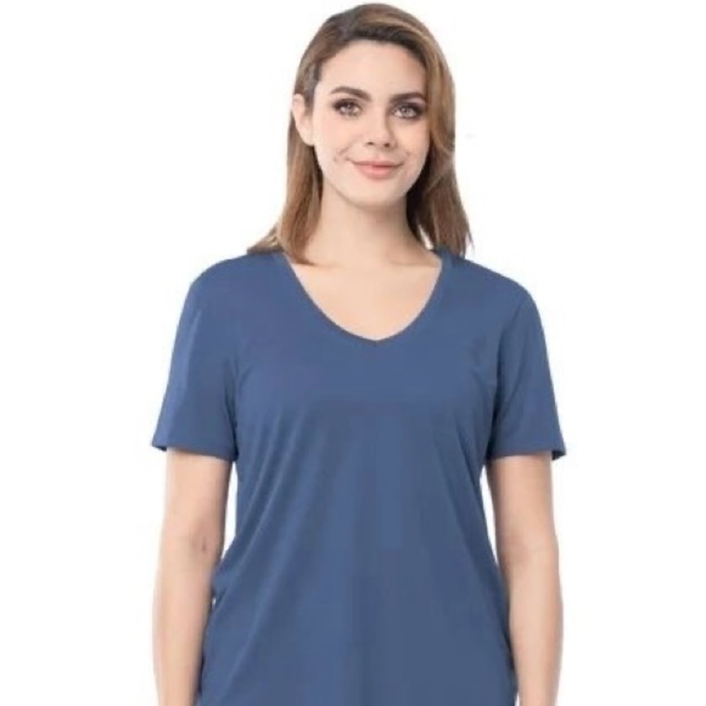 Women's Blue V-Neck Athletic Top